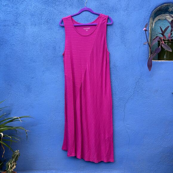 soft surroundings asymmetrical fuschia sleeveless maxi dress - Picture 1 of 6